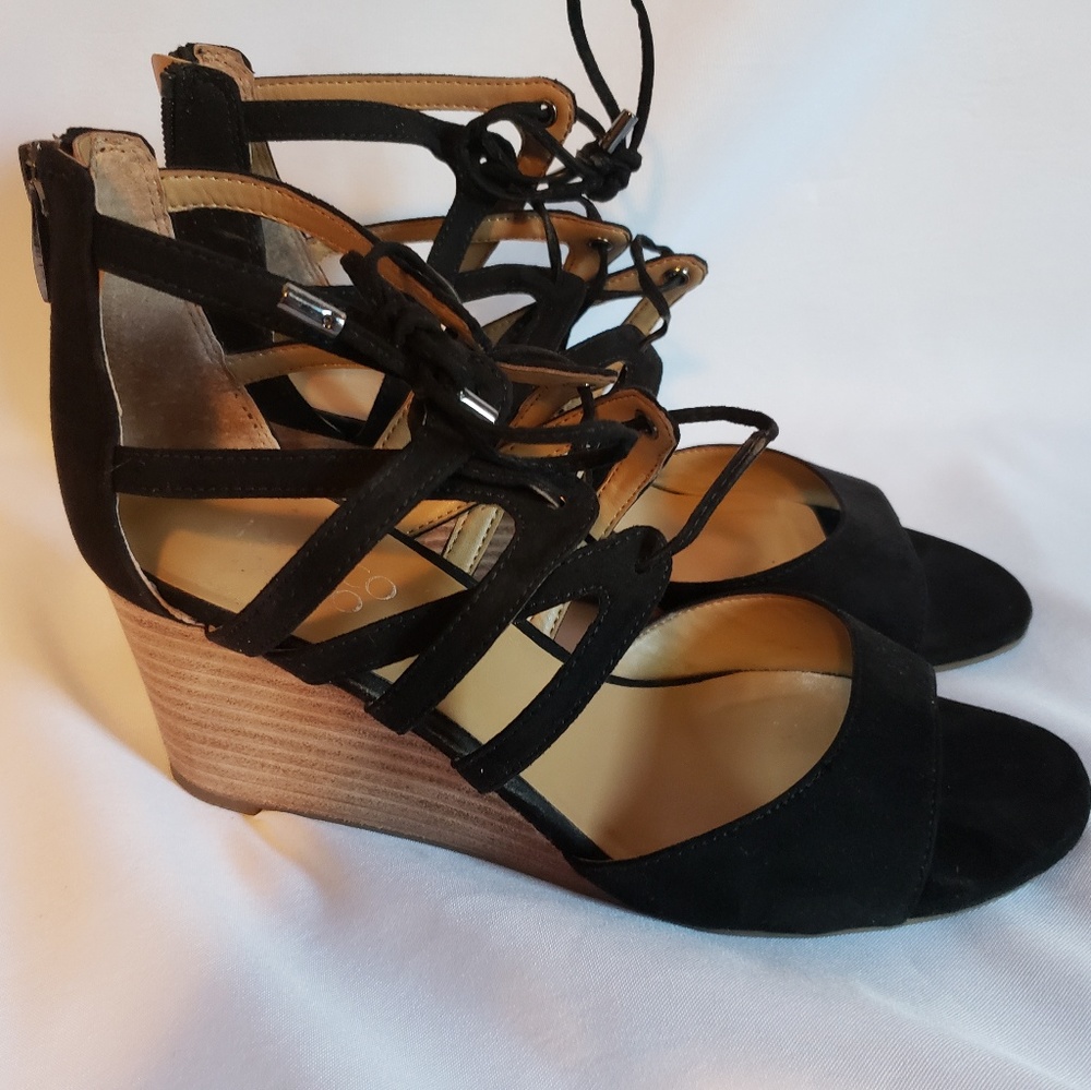 Franco Sarto black wedge sandals